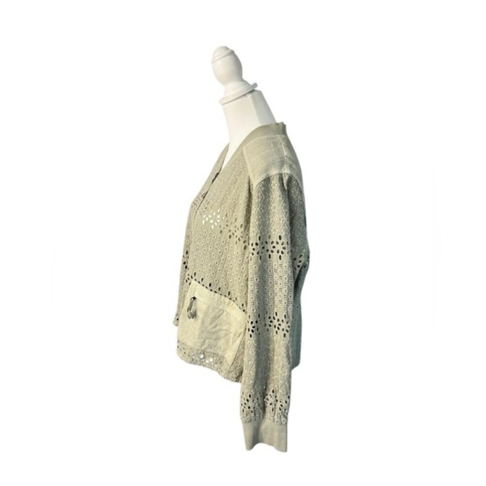 Sundance Embroidered Eyelet Cutout Boho Bomber Jacket size medium - Picture 4 of 6